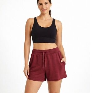 Danskin Luxe Doubleknit Lounge Shorts Cherry Cola Size Large NWT